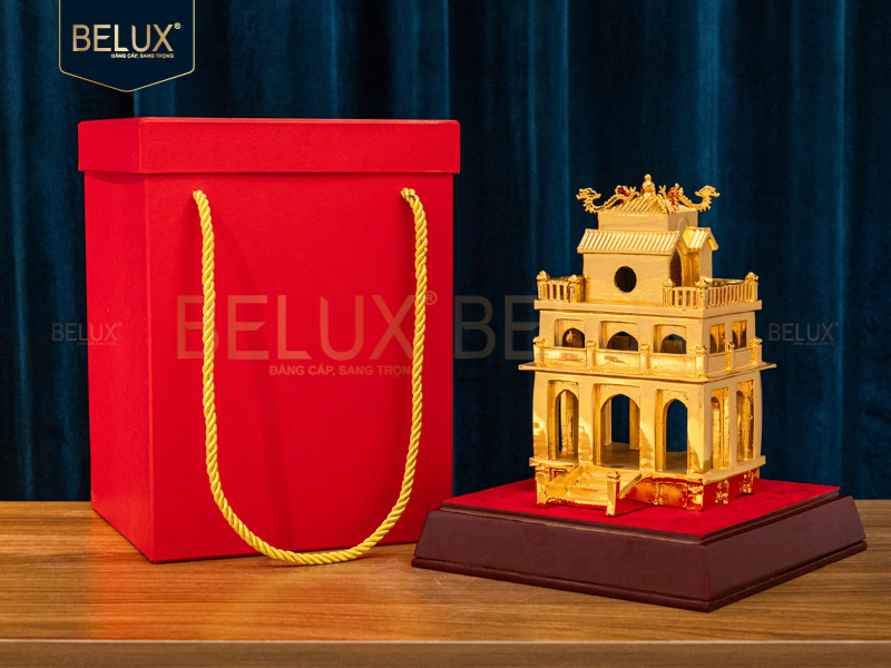 Mô hình Tháp Rùa bằng đồng mạ vàng 24k